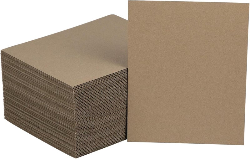 HESESOH 50 Pack Corrugated Cardboard Sheets 8.7"L x 11"W, Flat Kraft Sheet for DIY Glass Divider Kits and Crafts Supplies, Brown - Image 1